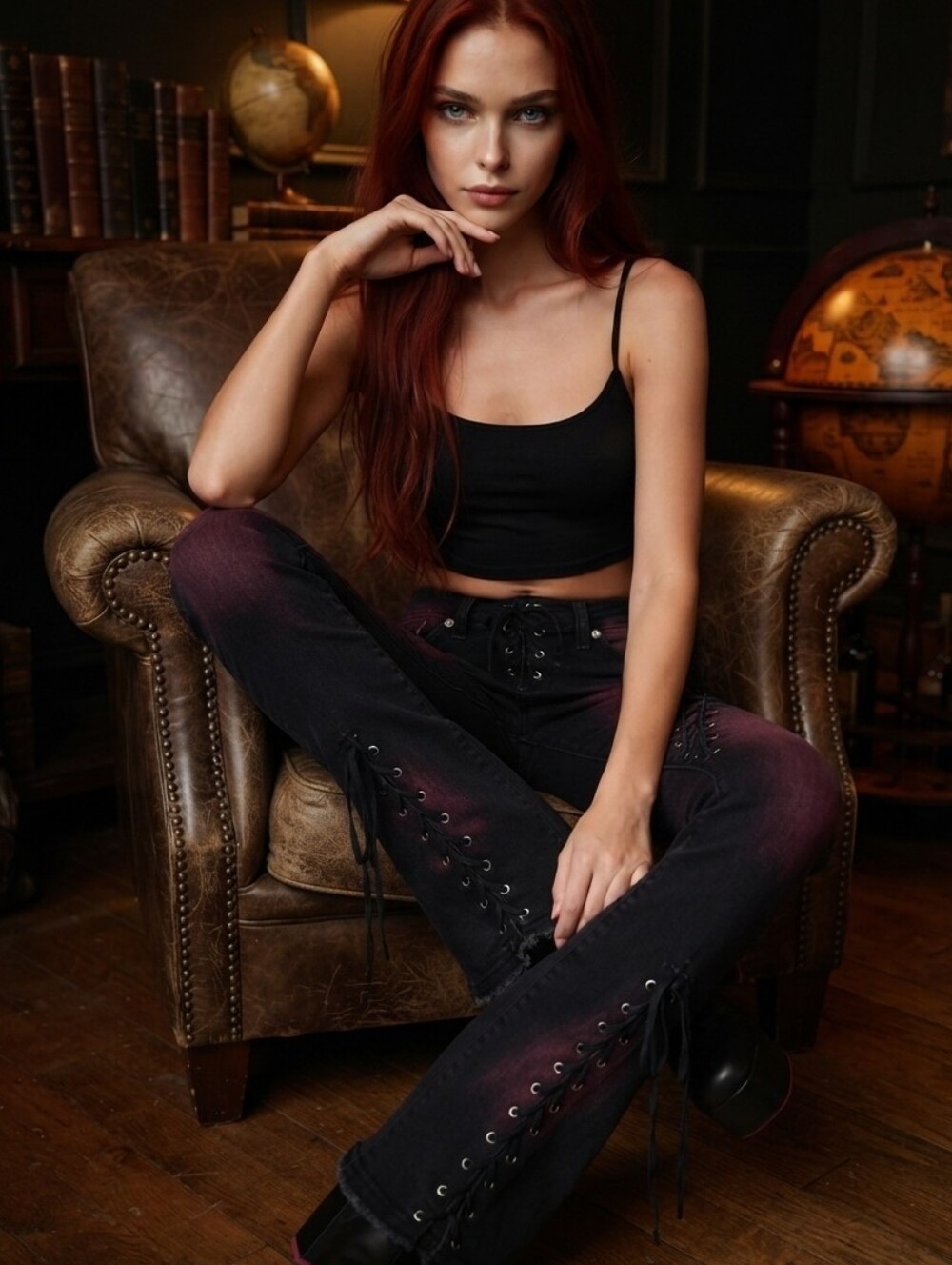 NWT Current Mood Faded Romance Lace-Up Denim Flares (Sz Large)